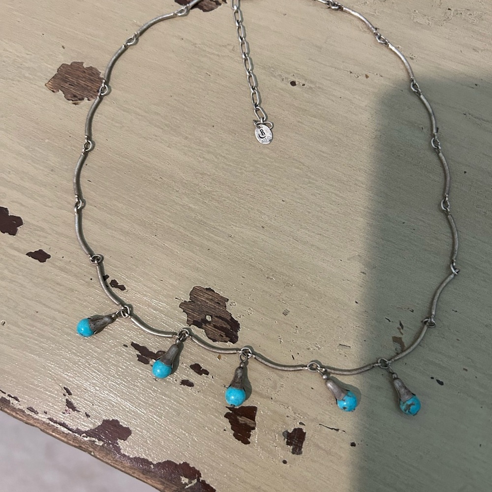 Carolyn Pollack Silver Necklace with Turquoise Drops